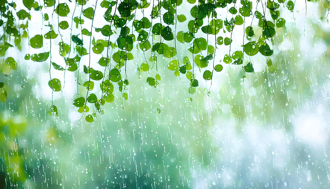 千库网_郁郁葱葱的绿色森林场景露珠亲吻的树叶和雨水浸_摄影图编号21588070.jpg